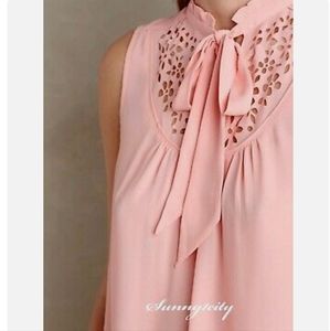 Maeve Anthropologie‎ Luca Laser Cut Pink Sleveless Top Size 2